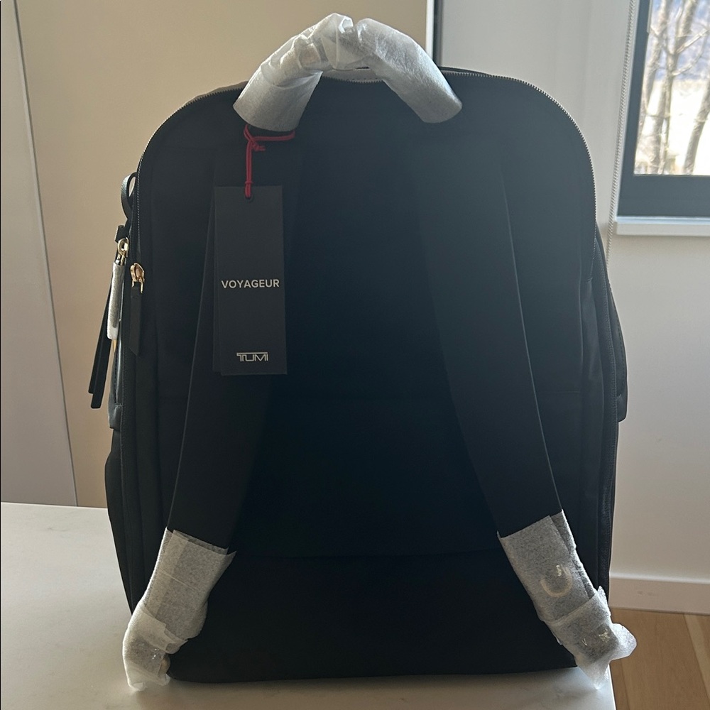Tumi Black Backpack with Gold Zippers - Picture 2 of 4